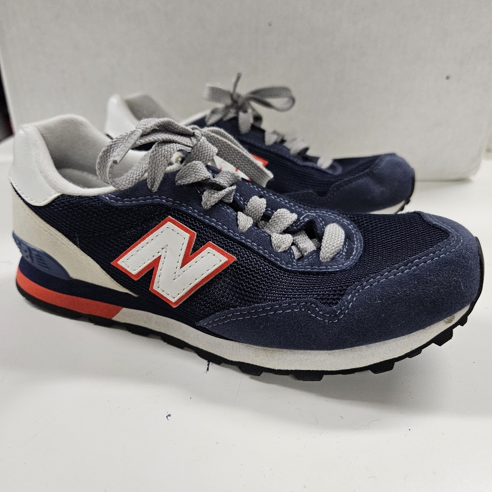 New Balance 515 V1 Classic Navy Blue Orange & Gray Accent Suede Sneakers Sz 3.5